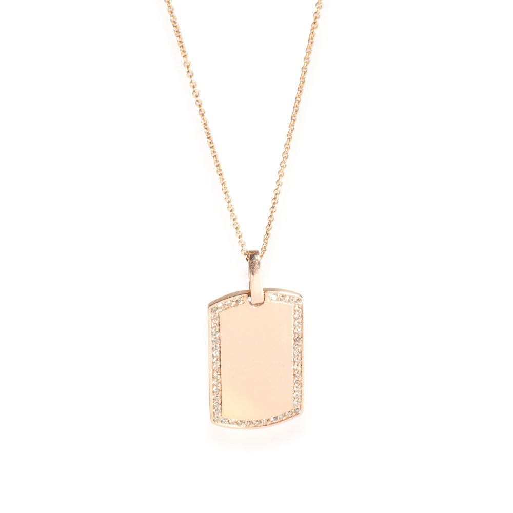 My Story Champagne Diamond Dog Tag Pendant 14K Rose Gold 0.38 Ctw.